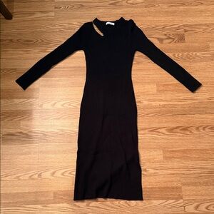 Elegant Black Long Sleeve Sweater Dress